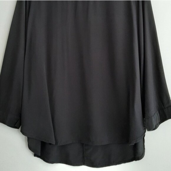 GAP Button-Shoulder Boatneck Top Light Flowy High Low Hem Blouse Black Sz L - Picture 5 of 14